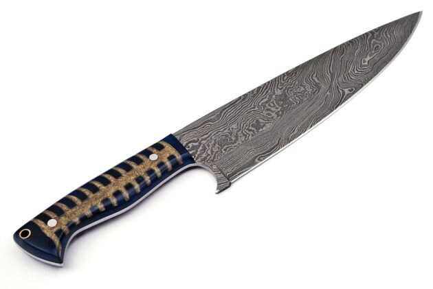 Premium Handmade Damascus Steel Chef Knife – Resin & Burl Wood Handle - Image 4