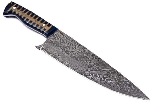 Premium Handmade Damascus Steel Chef Knife – Resin & Burl Wood Handle - Image 3