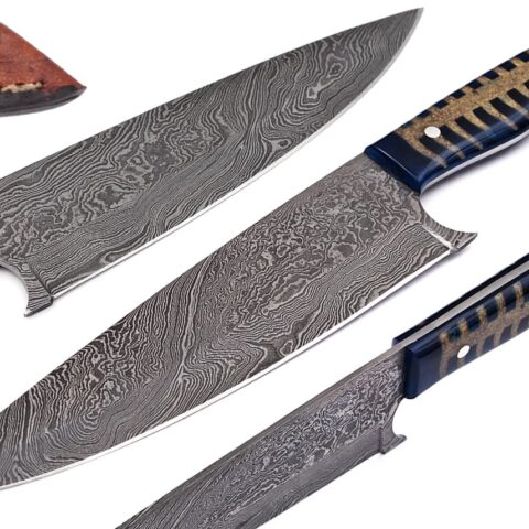 Premium Handmade Damascus Steel Chef Knife – Resin & Burl Wood Handle