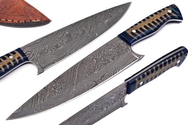 Premium Handmade Damascus Steel Chef Knife – Resin & Burl Wood Handle