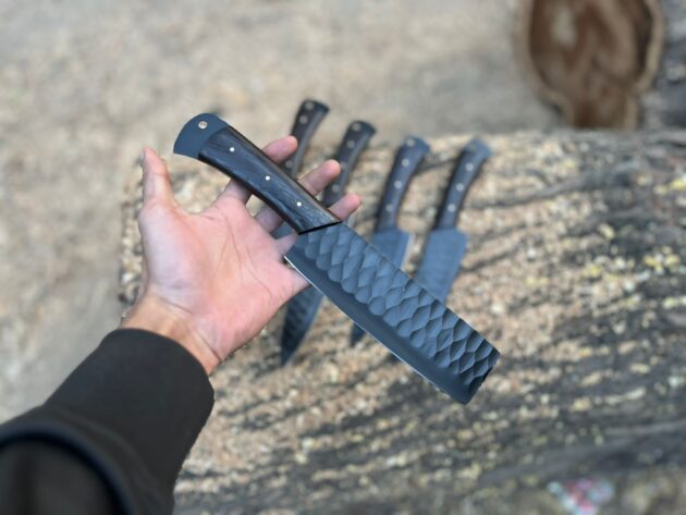 BlueHandle Hand Forged Carbon Steel Chef Knife Set of 5 pcs - Image 3