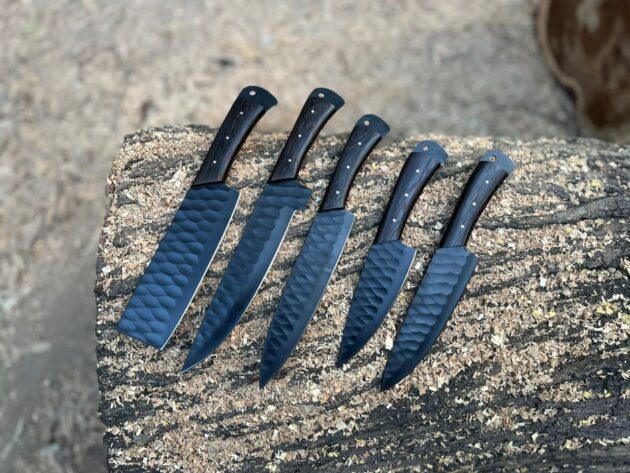 BlueHandle Hand Forged Carbon Steel Chef Knife Set of 5 pcs - Image 2