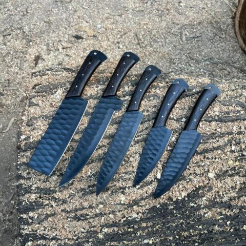 BlueHandle Hand Forged Carbon Steel Chef Knife Set of 5 pcs