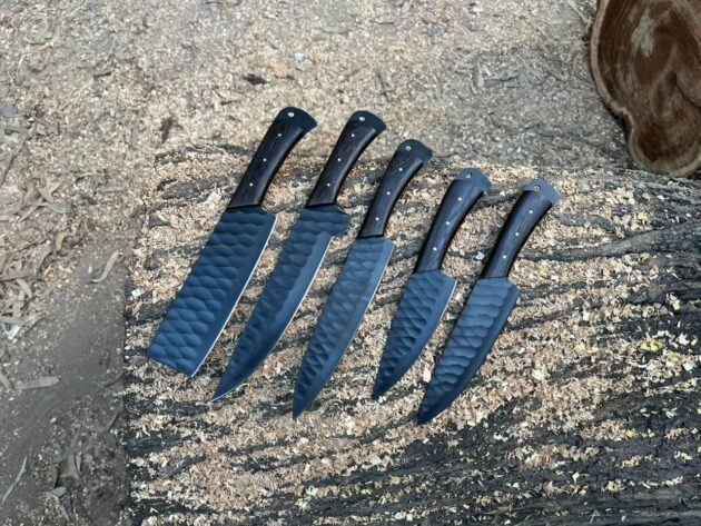 BlueHandle Hand Forged Carbon Steel Chef Knife Set of 5 pcs